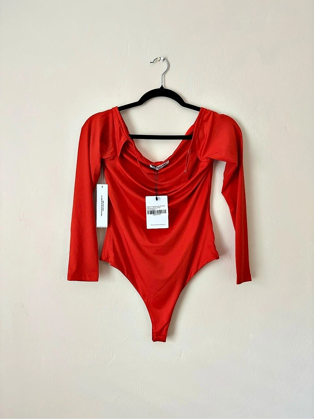 Princess Polly Degree of Separation Buckle Detail Long Sleeve Bodysuit Red Long
